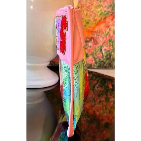 New Clear Pink "SNACKS" Zipper Pouch w/ Removable Wristlet Strap - Picture 4 of 4